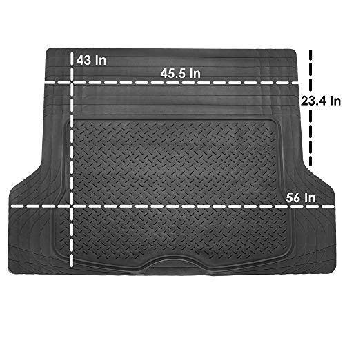 FH Group Climaproof™ Trimmable Non-Slip Vinyl Floor Mats Full Set - Universal Fit for Cars Trucks and SUVs (Gray) F11306 + F16400 - color: Gray, style: Combo Set