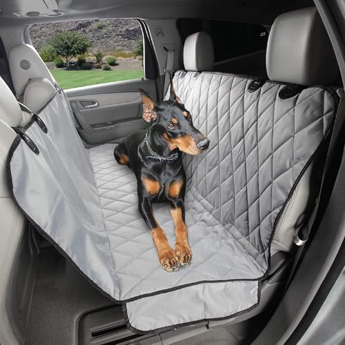 4Knines Dog Backseat Cover with Hammock for Cars, SUVs, and Trucks – Waterproof Layers, Nonslip Seat Protector, Durable Nylon Clips, K9 Shield with Heavy Duty Thread, (Regular, Grey) - color: Grey, size: Regular
