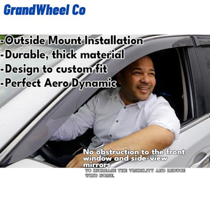 Window Deflectors Smoke Tinted Tape-On Side Window Vent Visor Deflectors Rain Guards Compatible with Compass 2017-2026 - 4pcs. GW0016 - color: Black