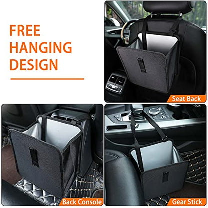 Foldable Hanging Car Trash Can - Large Capacity Waterproof Garbage Bag, Leakproof Storage Organizer for Camping, Interior Accessories (Black)