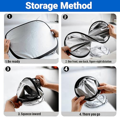 6 PCS Car Windshield Sunshade, Foldable Side Window Sun Shade with Storage Bag Front Rear Windshield and 4 Side Window Shades, Privacy Protection Cover Block UV Rays, Keep Cool for Most Cars