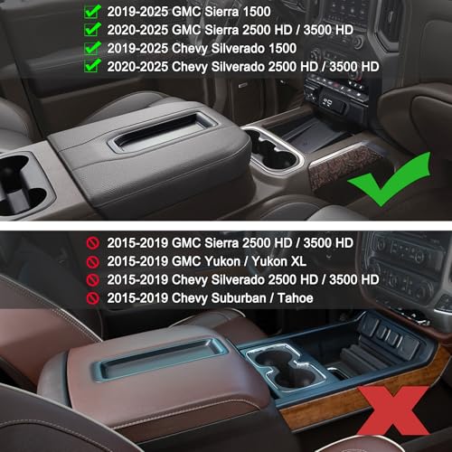 PIMCAR Center Console Organizer Compatible with 2019-2022 Chevy Silverado 1500/GMC Sierra 1500 & 2020-2023 Chevy Silverado/GMC Sierra 2500 HD/3500 HD (Full Console w/Bucket Seats ONLY) Red Trim - color: 19-22 1500 & 20-23 2500HD & 3500HD Red