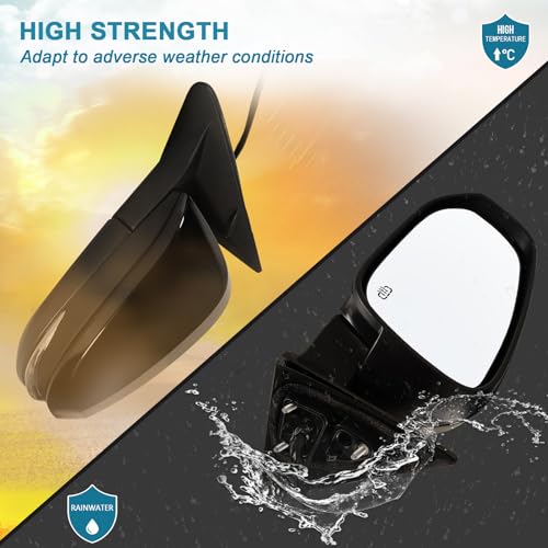 Left Driver side Mirror Fits 2014-2019 Toyota Highlander With Power Glass, Heated,Turn Signal and Manual Folding,Without Blind Spot Match Black Replace 87940-0E130(6Pins) - color: Black, size: 6Pins-Left