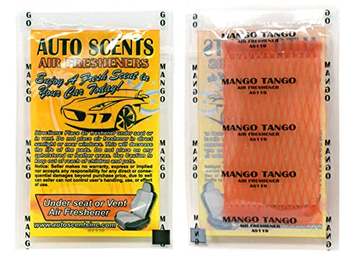Individually Wrapped - Professional Car Air Freshener Pads - Remove Smells & Add Ambience (15 Per Pack) (Mango Tango) - color: Mango Tango