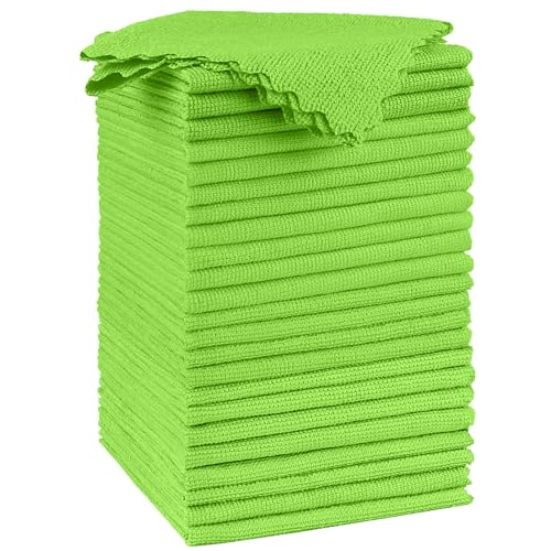 Orighty Microfiber Cleaning Cloth, 24 Pack Highly Absorbent Cleaning Supplies, Reusable Clean Rags for House, Microfiber Cloth for Kitchen, Window, Car Care, 11.5x11.5 inch Green - color: Green, size: 24 Pack