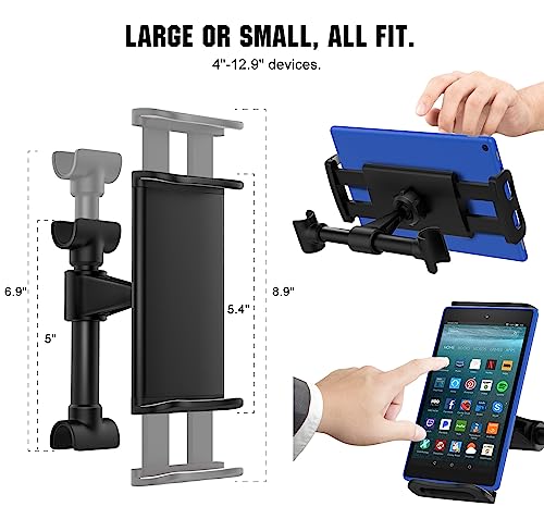 MoKo Headrest Phone/Tablet Car Mount, Adjustable Tablet Holder for 4-12.9" Devices, Fit with iPhone 17/17 Air/17 Pro/17 Pro Max, iPhone 16/Pro/Pro Max/Plus, iPhone 15/Pro/Plus,iPad Air 4/Mini 6,Black - color: Black