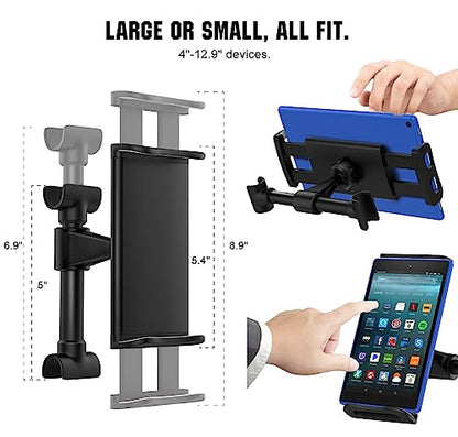 MoKo Headrest Phone/Tablet Car Mount, Adjustable Tablet Holder for 4-12.9" Devices, Fit with iPhone 17/17 Air/17 Pro/17 Pro Max, iPhone 16/Pro/Pro Max/Plus, iPhone 15/Pro/Plus,iPad Air 4/Mini 6,Black - color: Black