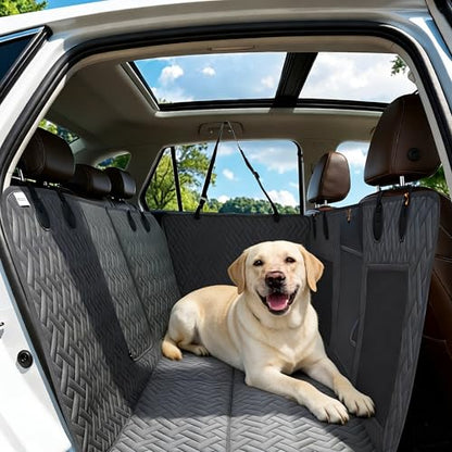 Back Seat Extender, Dog Car Seat Cover for Back Seat, 100% Waterproof Scratchproof Pet Car Hammock with 6 Pads, Durable Nonslip Dog Seat Cover for Cars, Trucks, SUVs