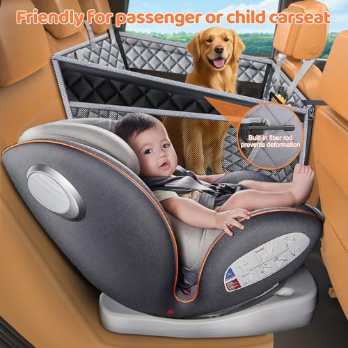 URPOWER Hard Bottom Dog Car Seat for Large Medium Dogs, Dog Back Seat Extender with 3-Sided Hard Boards, Waterproof Pet Backseat Cover Dogs Hammock for Large Cars, Trucks and SUVs, Holds up to 200 lbs - color: Grey