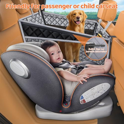 URPOWER Hard Bottom Dog Car Seat for Large Medium Dogs, Dog Back Seat Extender with 3-Sided Hard Boards, Waterproof Pet Backseat Cover Dogs Hammock for Large Cars, Trucks and SUVs, Holds up to 200 lbs - color: Grey