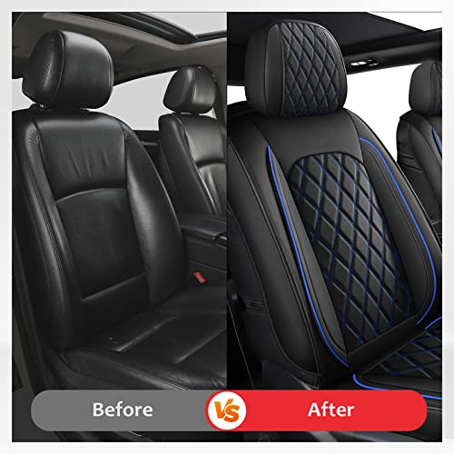 MIROZO 2PCS Front Seat Covers,Waterproof Car Seat Cover Blue Vehicle Cushion Cover Breathable Fit for Most Sedan, Truck and SUV (Black and Blue,2PCS) - color: Black Blue, size: 2PCS Front