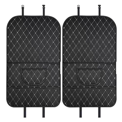 Car Seat Kick Mat Protectors for Volvo XC40 XC60 XC70 XC90 2007-2025, 2Pcs Universal Leather Seat Back Anti-Kick Pad, Anti-Scratch Resistant Waterproof for SUVs Minivans, B/Black - White - color: B/Black - White