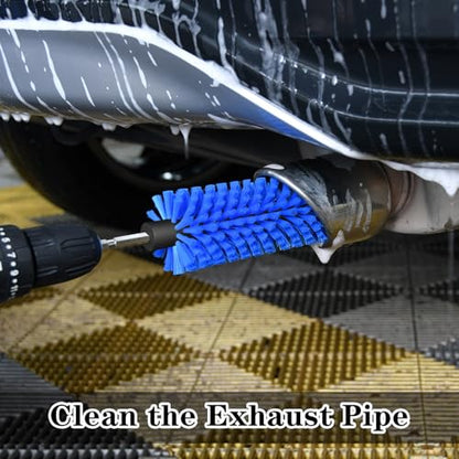 Drill Brush for Car Wheel and Bottle, Highly Dense and Durable Car Cleaning Brush for Wheels, Rims, Engines, Exhaust, Bottle - color: 1 Pack Dark Blue