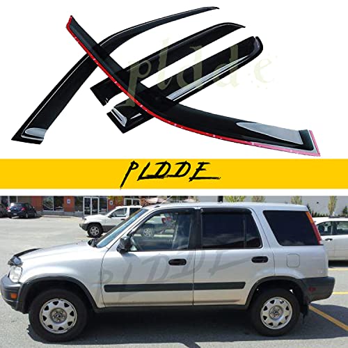 Window Visors Compatible with 1997-2001 Honda CR-V CRV Front+Rear JDM Smoke Sun/Rain Guard Outside Mount Tape-On 4pcs - size: 97-01 CRV