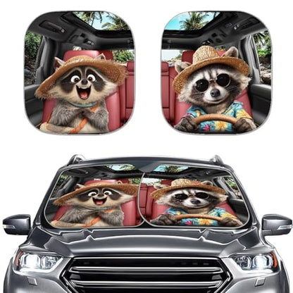 Raccoon Car Sun Shade Windshield Foldable Removable Automotive Accessories Auto Interior Protector Reflect UV Sun and Heat and Protect Your Car - color: Raccoon