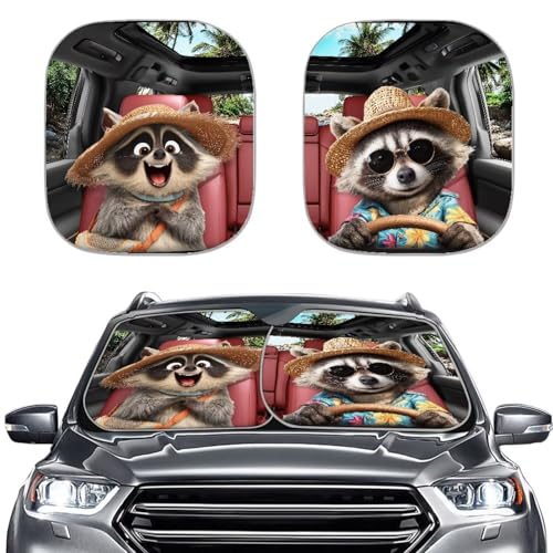 Raccoon Car Sun Shade Windshield Foldable Removable Automotive Accessories Auto Interior Protector Reflect UV Sun and Heat and Protect Your Car - color: Raccoon