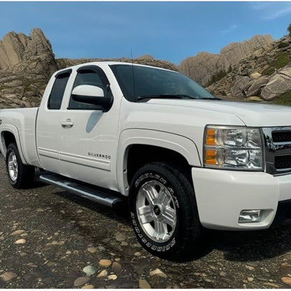 Tape On Side Window Visors Sun Rain Guards Vent Deflectors Window Shade for 07-13 Chevrolet Silverado & GMC Sierra 1500 2500HD 3500HD Extended Cab, Wind Deflector Smoke 4pcs 94040 - size: For 07-13 Silverado/Sierra Extended Cab