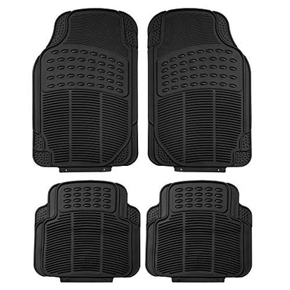 FH Group Automotive Floor Mats - Heavy-Duty Rubber, Universal Fit Full Set, ClimaProof, Trimmable For Most Cars, Sedan, SUV, Truck, Black - color: Black, style: Full Set 4 PCS