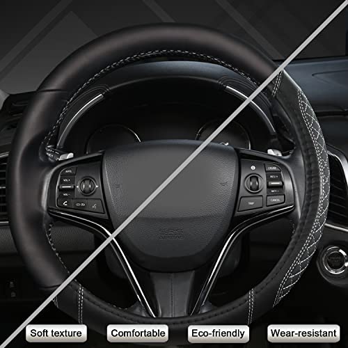 West Llama Customized Auto Car Steering Wheel Cover for Honda(Black+Gray-Standard Size) - color: C-gray-1, size: Standard size (14 Â½''-15'')
