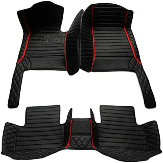 Custom Personalized Floor Mats for Cars，Luxury Full Coverage All Weather Car Floor Mats，Anti-Slip Leather Car Mat Set ，Custom Floor Mats for 99% of Cars, Trucks & SUVs (Black Red 1) - color: Black Red 1