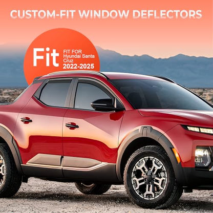 in-Channel Rain Guards Compatible with Hyundai Santa Cruz 2022 2023 2024 2025 2026, Durable Side Window Deflectors Sun Wind Deflector 2022-2026 Santa Cruz Rain Guard Black 4PCS - size: 2022-2024 Hyundai Santa Cruz (In-Channel)