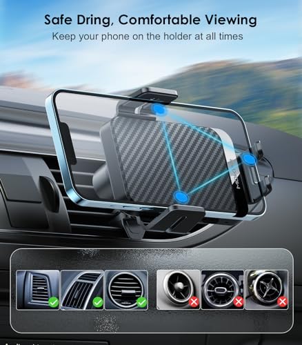 Wireless Car Charger, MOKPR 15W Fast Charging Auto-Clamping Car Charger Phone Mount Air Vent Cell Phone Holder Compatible iPhone 16/15/14/13/13 Pro/12 pro/12/11, Samsung Galaxy S23/S22/S21/S20, etc - color: Black