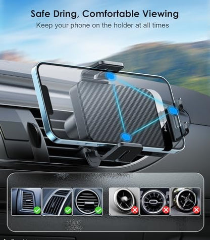 Wireless Car Charger, MOKPR 15W Fast Charging Auto-Clamping Car Charger Phone Mount Air Vent Cell Phone Holder Compatible iPhone 16/15/14/13/13 Pro/12 pro/12/11, Samsung Galaxy S23/S22/S21/S20, etc - color: Black