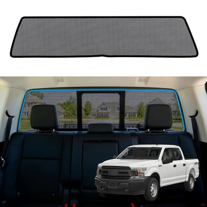 Rear Window Sun Shade for 2015-2020 F150, Custom Fit Back Windshield Shade, Breathable Mesh UV Protection Heat Reduction for Baby & Passengers, Clear Rear View, Easy Clip-On Install - size: F150(2015-2020)-Rear Windshield