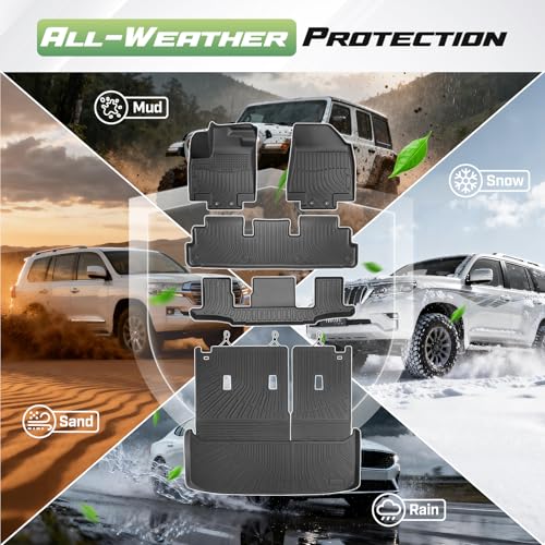 Cartist Floor Mats and Cargo Liner Fit for Nissan Pathfinder 7 Seats 2022-2026 All Weather TPE Floor Mat Pathfinder Accessories Heavy Duty Carpet Protection (Trunk Mat with Backrest Mat+Floor Mats) - size: 5)Nissan Pathfinder 7【22-26】Full set