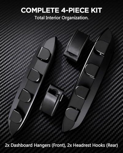 4-Pack Car Hooks for Tesla Model Y Juniper & Model 3 Highland Accessories 2026 2025, Retractable Glove Box Hanger & Rear Seat Clip, Interior Organizer for Handbag, Backpack, Grocery Bag