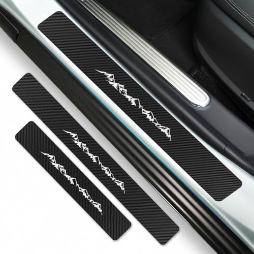ZORAPULZE 4PCS Car Door Sill Protector Carbon Fiber Scratch Resistant & Waterproof Mountains Door Entry Guard Scuff Plate Film for Cars SUVs Off-Road, Universal Trim Accessories (White) - color: Mountain White