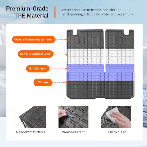 powoq Cargo Mat Compatible with 2016-2025 Honda Pilot (No Elite) Trunk Mat with Backrest Mat TPE Cargo Liner Trunk Liner Replacement for 2016-2025 Honda Pilot Accessories (Trunk Mat with Backrest Mat) - size: Compatible with Honda Pilot | 2016-2025