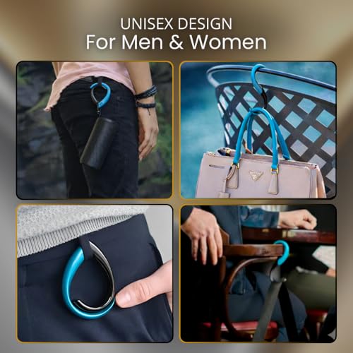 EMBRACE Purse Hook Hanger – Lightweight, Durable Teardrop S Hooks | Bag Clip Holds 22 lb Bags, Backpacks, Totes | Purse Charms for Women, Men Onyx & Turqoise - color: onyx/turquoise