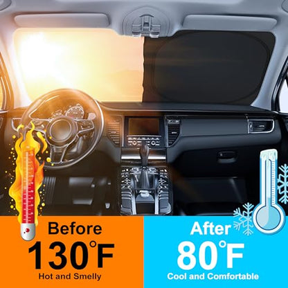 Windshield Sun Shade Custom Fit for 2022 2023 2024 2025 2026 Jeep Grand Cherokee 4XE Accessories Foldable Window Sunshade Protect Car from Sun Rays & Heat Damage Keeps Car Cooler - size: Fit Jeep Grand Cherokee 4XE 2022-2026