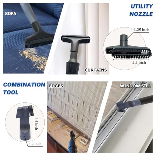 Universal Vacuum Attachments Hardfloor Brush and Replacement Accessories for Vacuum Cleaners - Horsehair Hardwood Floor Attachments and Vacuum Hose Adapter Kit - Vacuum Attachments for Car Detailing