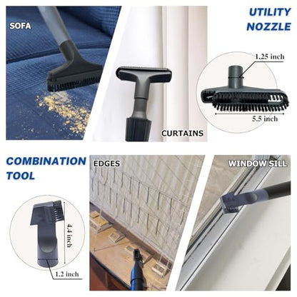 Universal Vacuum Attachments Hardfloor Brush and Replacement Accessories for Vacuum Cleaners - Horsehair Hardwood Floor Attachments and Vacuum Hose Adapter Kit - Vacuum Attachments for Car Detailing