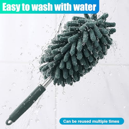 2PCS Car Interior Duster with Extension Pole – Washable Microfiber Dusters Detailing Brushes with Bendable Head, Long Handle Cleaning Duster Tool for Car Dash, Vents, Window, Furniture, Office (Blue) - color: Blue