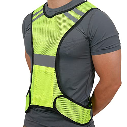 TCCFCCT Reflective Running Vest, High Visibility Running Gear with Large Pocket - color: 2 Pack Mesh Yellow