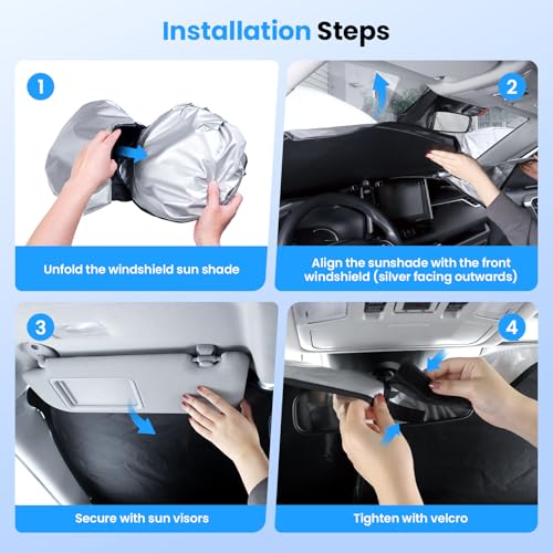 Canvcle Windshield Sun Shade for Hyun-dai Ioniq 5 Accessories 2022-2025 2026 Upgraded Double-Layer Front Window Sunshade Cover Sun Visor Protector Foldable Block UV Rays Keep Vehicle Cool - size: 1PCS Hyundai Ioniq 5 2022-Present