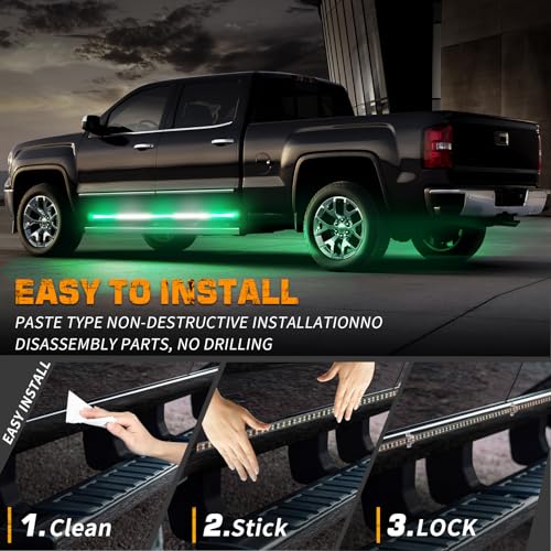 XRIDONSEN 2PCS 60 inch Green White Emergency Lights Strip 720 LED Running Board Strobe Lights Flashing Warning Safety First Responder for Firefighter Vehicles POV Fire Trucks Pickup SUV - color: Green/White