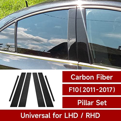 6PCS Car Window Molding Cover Trim Pillars Carbon Fiber Sticker Decal fits for BMW F10 2010 2011 2012 2013 2014 2015 2016 2017 Accessories - color: F10 (2010-2017)