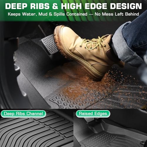 Floor Mats & Cargo Liner for Nissan Rogue 2014-2020(5-Seater Only, Not for Sport/Select/Hybrid), All Weather TPE Custom Fit Floor Liner for Nissan Rogue Anti-Slip Front & 2nd Row & Trunk Mat