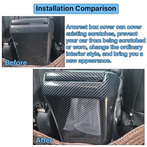 Car Armrest Box Cover Trim Decals Compatible with Honda Civic Accessories 10th Gen 2016 2017 2018 2019 2020 2021 ABS Carbon Fiber Style Interior(2 PCS) - color: Armrest Box Cover Trim