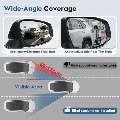 Blind Spot Mirrors for 2013-2025 RAV4, 2014-2024 4runner, 2016-2025 Tacoma, Power Heated Mirrors for Anti-Fog with Passenger Side Mirror Replacement, Durable Backing Plate OE# 8793142E50 879310R280 - size: 13-25 RAV4, 14-24 4runner