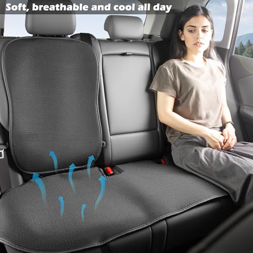 TOPABYTE Rear Seat Covers for Toyota RAV4 2019-2026 LE, XLE, XLE Premium, Limited Breathable Bottom Car Seat Cushion Four Seasons Universal Protector Pad Mat Accessories (3pcs/Black Ice Silk) - size: Rear Seat Cover 3pc