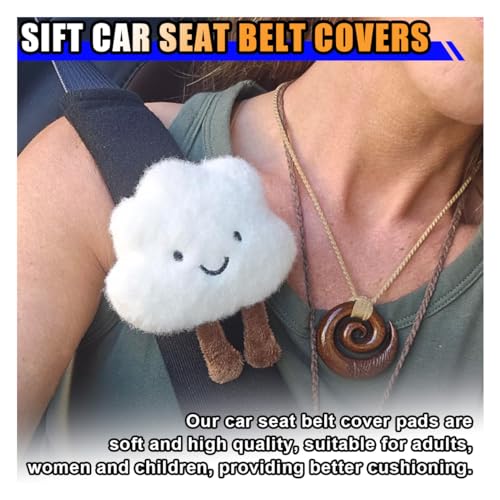 Fluffy Cloud Car Seat Belt Pads - Cute Seat Belt Covers for More Comfortable Driving - Safety Seatbelt Shoulder Strap Cushion Protect Shoulder and Neck - Backpack Shoulder Pad for Kids Adults (4PCS) - size: 4PCS