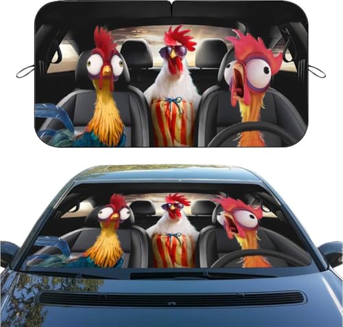 Screaming Chicken Car Windshield Sunshade, Foldable Front Window Sun Shade, UV Rays & Heat Blocking, Universal Fit for Sedan SUV Truck, 59" x 31.5" Automotive Interior Protector - color: color 1