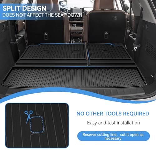 Cargo Mat & Backrest Mat Compatible with 2022-2026 Nissan Pathfinder Cargo Liner Trunk Mat TPE All Weather Back Seat Cover Protector 2024 Pathfinder Accessories (Trunk Liner + Backrest Mat) - style: 11) for Nissan Pathfinder 2022-2025 Cargo Liner & Seat B