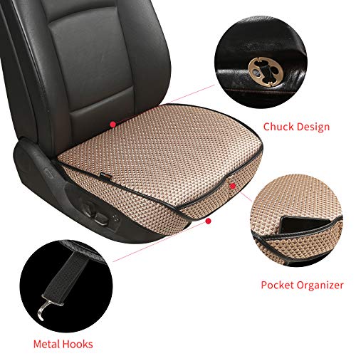 Auto Newer Breathable Universal Four Seasons Car Seat Covers, Luxury Car Seat Cushion，Protectors for Front Seat Bottoms,Compatible with 95% Vehicles， Fit for Cars Truck SUV (Gold Beige,2PCS) - color: Gold Beige-2PCS
