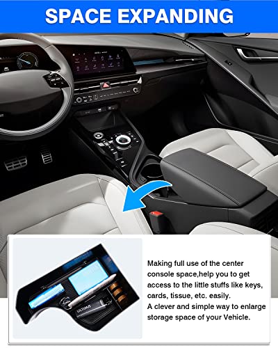 Autorder Center Console Organizer for 2023 2024 2025 2026 Kia NIRO Accessories Gear Shift Storage Box Gear Shifter Insert Tray with Black Mats - size: 2023-2026 Kia NIRO (SG2)